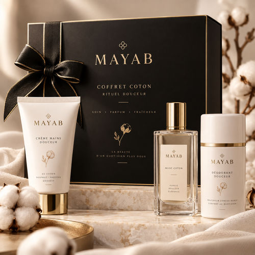 Coffret cadeau Coton MAYAB en écrin noir et or