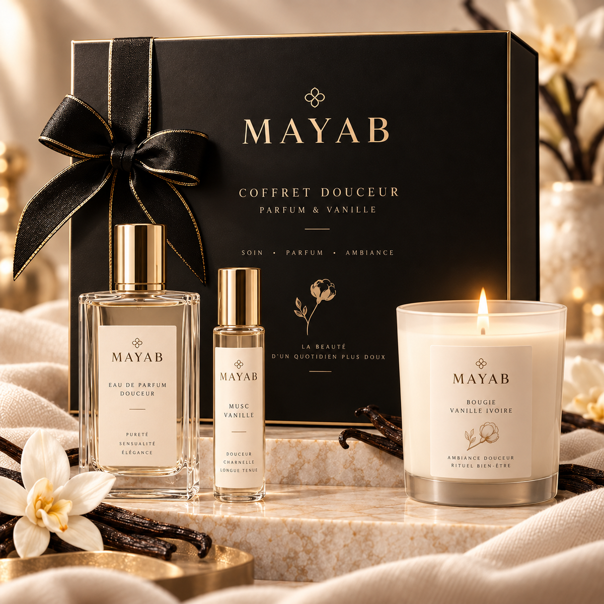 Coffret Douceur MAYAB – lumière chaude et ambiance parfumée