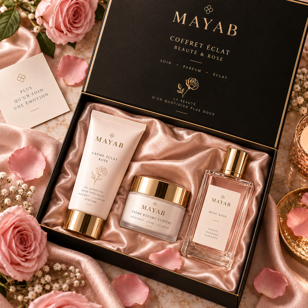 Coffret beauté rose MAYAB – présentation luxueuse