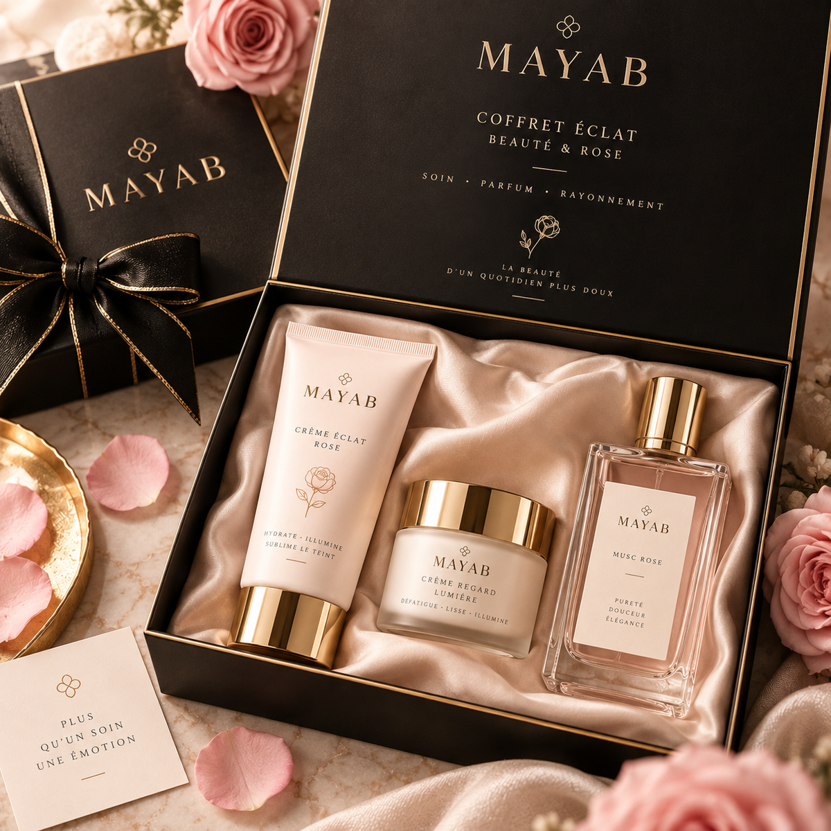 Coffret Éclat MAYAB – ambiance rose et or