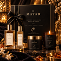 Coffret Signature MAYAB – Minuit & Ambre avec Eau de Parfum Minuit, Musc Ambre, Crème Nuit Velours et Bougie Ambre Noir