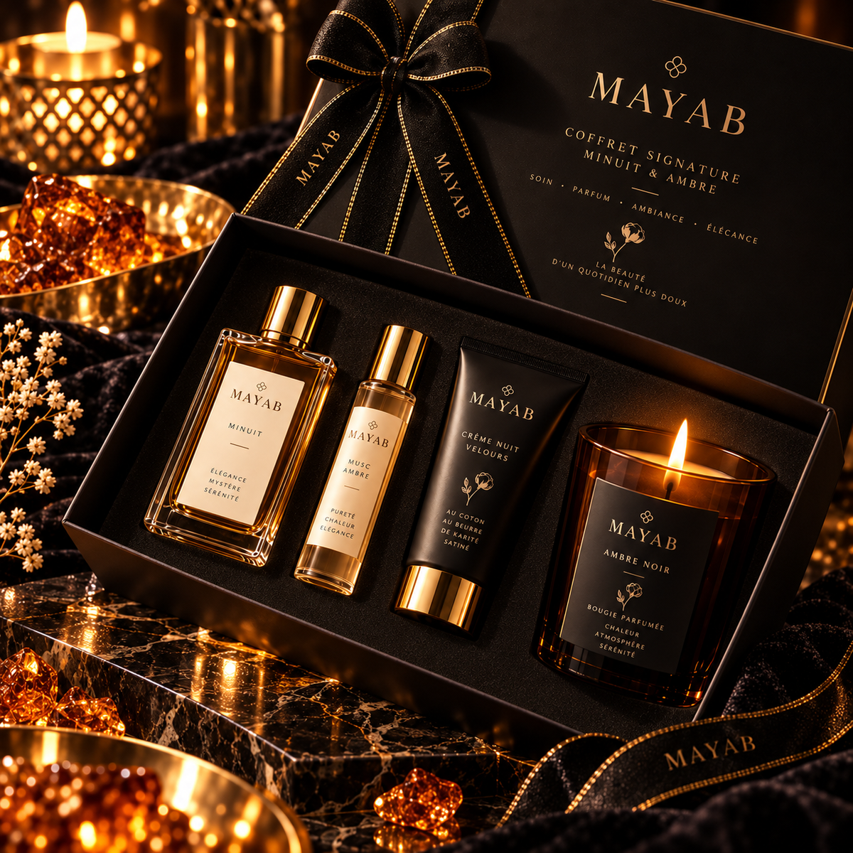 Écrin Coffret Signature MAYAB – Minuit & Ambre